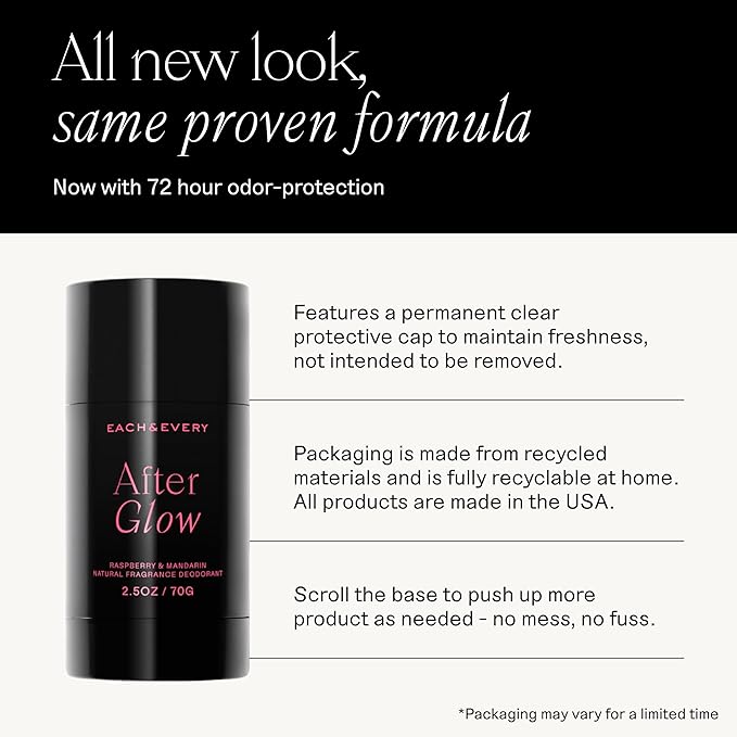 Each & Every Natural Deodorant, EWG Verified & Vegan (2.5oz)