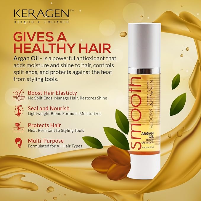 KERAGEN Hair Serum Deep Repair & Protection Treatment | The Ultimate Hair Shield for Instantly Brilliant, Smooth, Resilient Hair, Fully Protected from Styling Damage (1.7 Oz)
