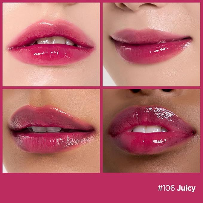 Laka Fruity Glam Tint | Glowing Korean Lip Tint with Hydrating Lightweight Texture | Buildable Color, Non-Sticky High Shine Gloss | K-Beauty Korean Makeup | #106 Juicy, 0.15oz