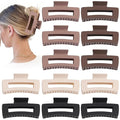 Sisiaipu 12 Pcs Large Hair Claw Clips for Thick Hair, 4.1 x 2.1 x 1.2 Inch, Square Hair Clips Jumbo Jaw Clips, Bulk Hair Accessories for Women and Girls - Brown