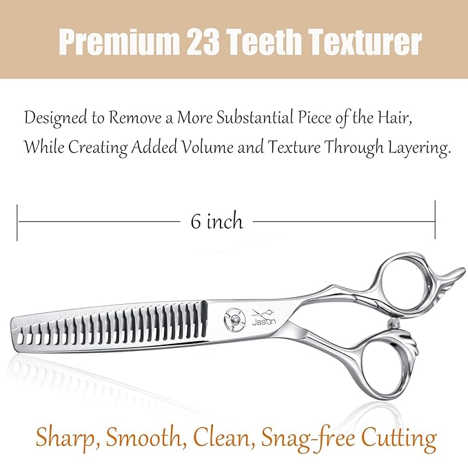 JASON Hair Thinning Scissors Shears- 6" Professional Texturizing 23-Teeth