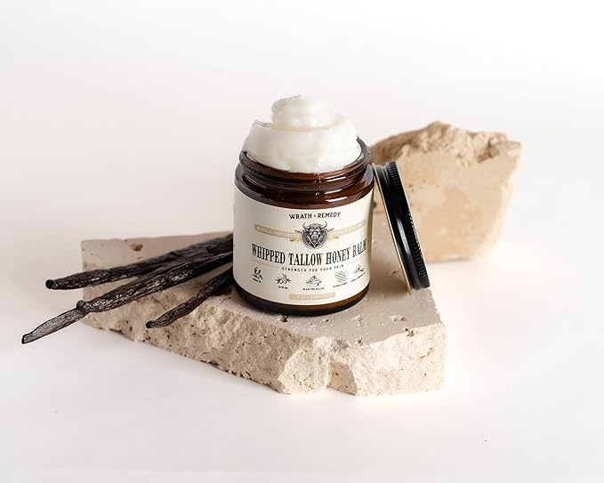 Organic Beef Tallow for Skin & Face - Whipped Honey Balm, Vanilla (4 OZ)