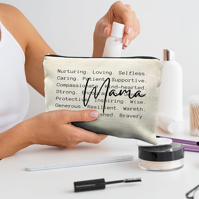 RYYCDOI Mama Makeup Bag, Mother's Gifts for Mama, Mama Mom Gifts from Daughters Sons, Mama Makeup Bag Cosmetic Pouch