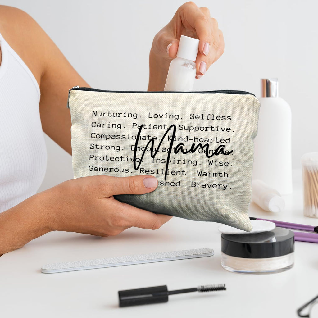 RYYCDOI Mama Makeup Bag, Mother's Gifts for Mama, Mama Mom Gifts from Daughters Sons, Mama Makeup Bag Cosmetic Pouch