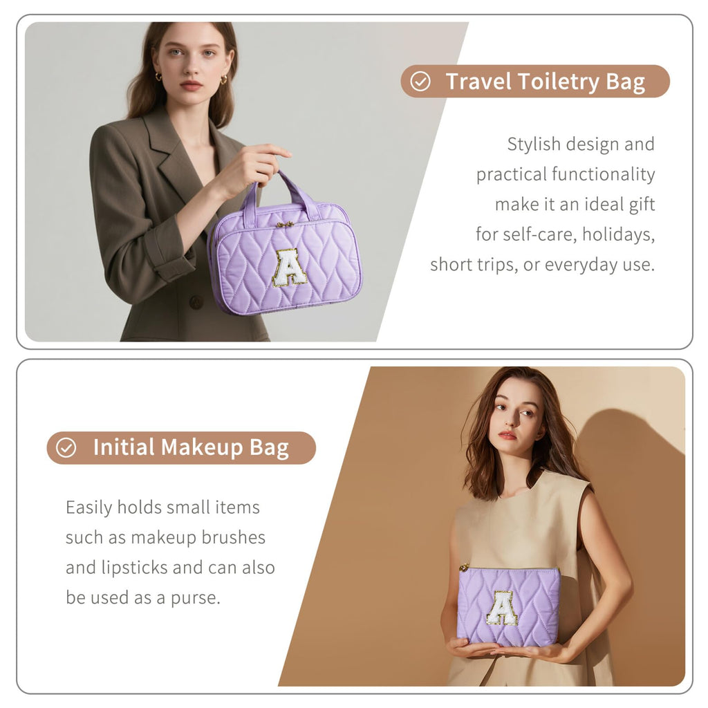YOOLIFE Hanging Toiletry Bag for Women - Travel Toiletry Bag Makeup Bag, Portable Toiletries Cosmetic Bag, Airplane Travel Essentials Purple - R