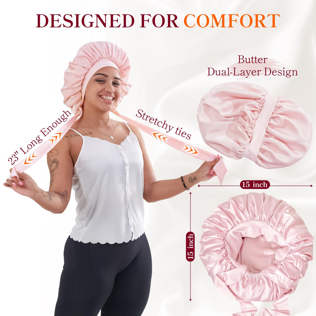 Adjustable Silk Bonnet Satin Curly Hair Wrap for Sleeping Women Anti Frizz