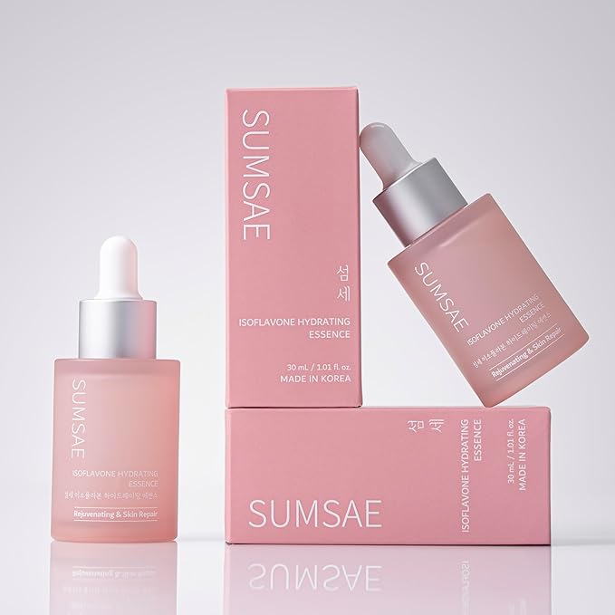 SUMSAE Isoflavone Hydrating Essence for Face - Deep Hydration, Skin Firming, 24hr Skin Barrier Support, Healthy Glow Korean Skin Care with Fermented Bean, 30ml/1.01 fl.oz