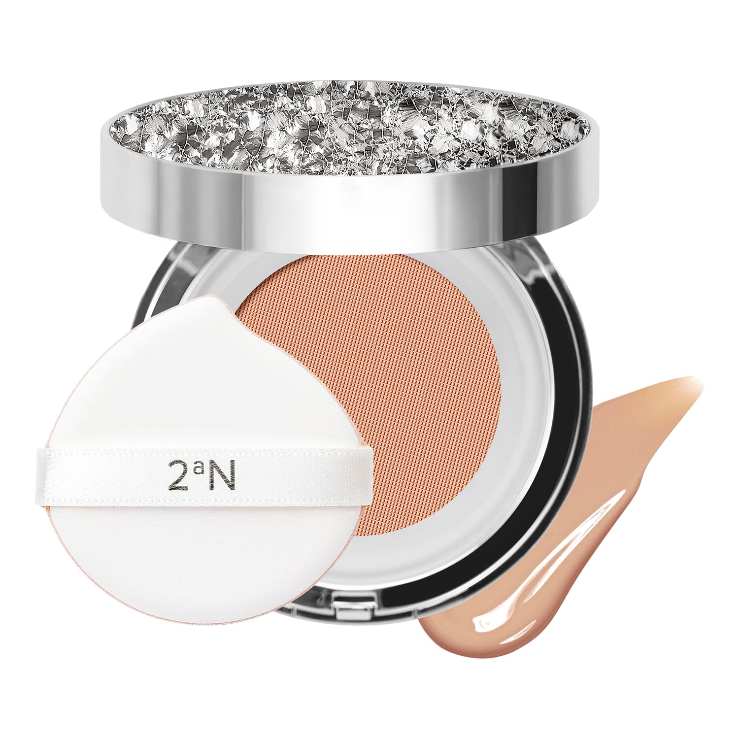 2aN Gleaming Tension Cushion Foundation Pact #25 Sand Beige, Korean Cushion Foundation Makeup, Lightweight & Buildable Coverage with Ceramides and Centella Asiatica (0.45 oz)