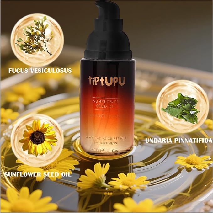 Tiptupu Sunflower Seed Oil Vitamin C Serum for Face with Hyaluronic Acid,Vitamin E-Antioxidant for face,Neck Firming Serum - Hydrates | Soothes & Plump Skin,Improve Appearance of Fine Lines & Radiance