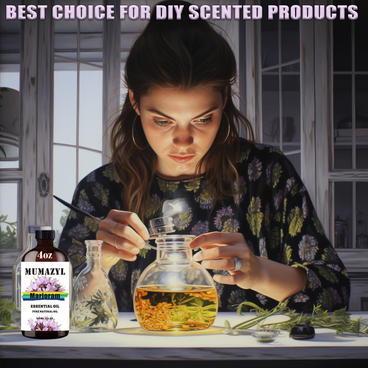 Marjoram Essential Oil, Marjoram Oil 4 Fl Oz 120ML for Diffuser Humidifier Yoga Cleaning DIY Candle Soap Making MUMAZYL Essential Oils
