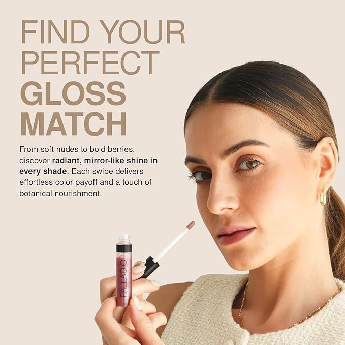 Palladio Lip Gloss, Non-Sticky Lip Gloss, Contains Vitamin E and Aloe, Offers Intense Color and Moisturization, Minimizes Lip Wrinkles, Softens Lips with Beautiful Shiny Finish, Watermelon