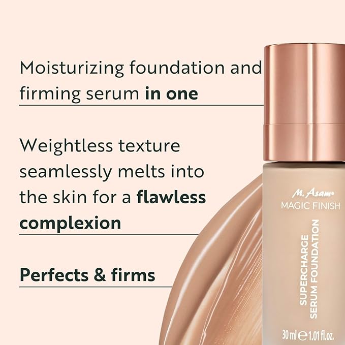 M. Asam Magic Finish Supercharge Serum Foundation Warm Sand (1.01 Fl Oz)