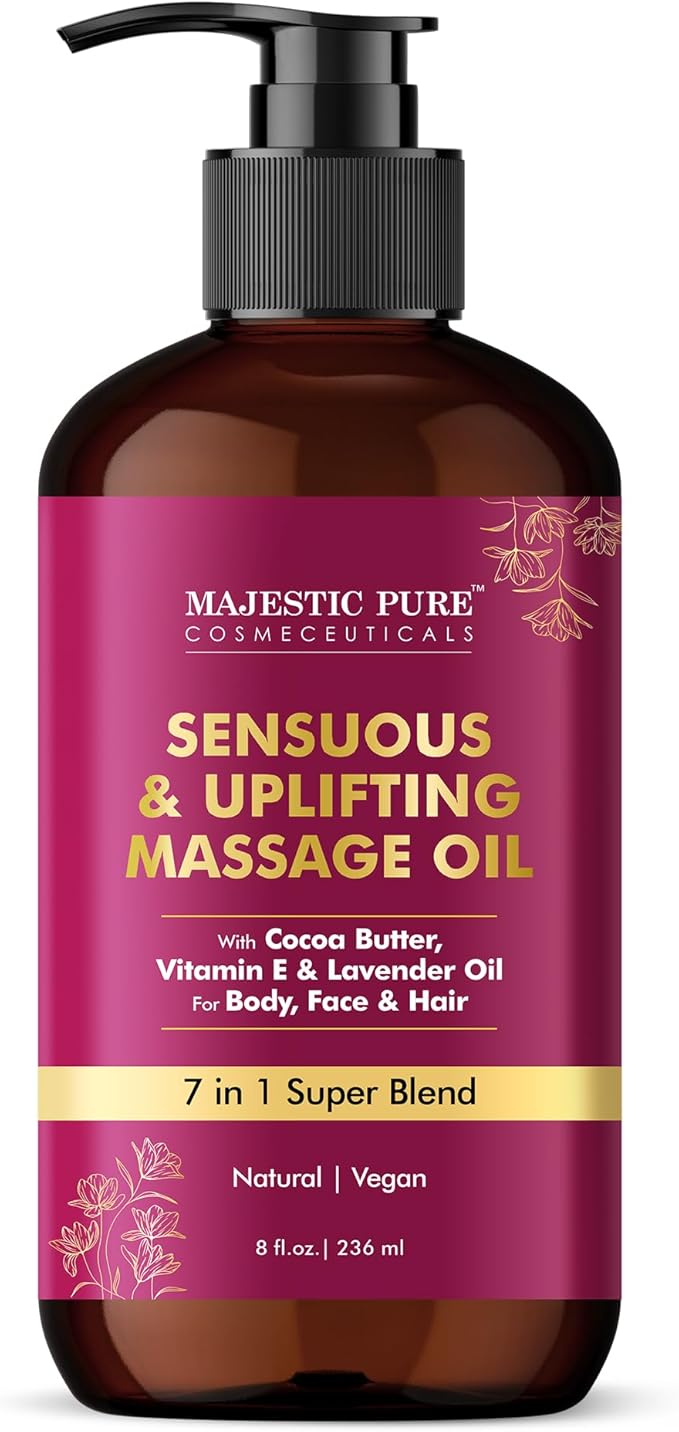 Majestic Pure Cocoa Mint Massage Oil, Cooling Scented Blend, 8 Fl Oz