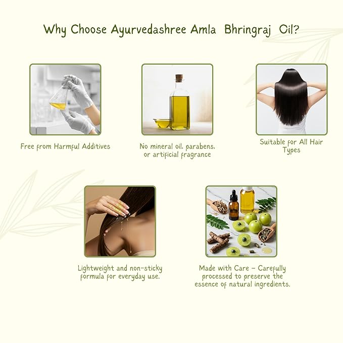 AYURVEDASHREE Hair Oil, 200 ml with Amla, Bhringraj, Brahmi, Methi, Shikakai, Neem, Henna, Pine, Clove, Eucalyptus & Citronella Oil