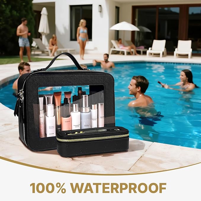 FASAOH Clear Makeup Bag with Mini Cosmetic Bags,Travel Toiletry Bag for Women,Portable Cosmetic Bag Case, Transparent Waterproof Cosmetic Organizer Storage Bag for Women Men
