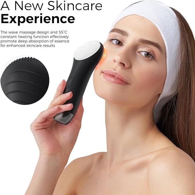 Ccigedy Face Scrubber, Electric Facial Cleansing Brush (Black)