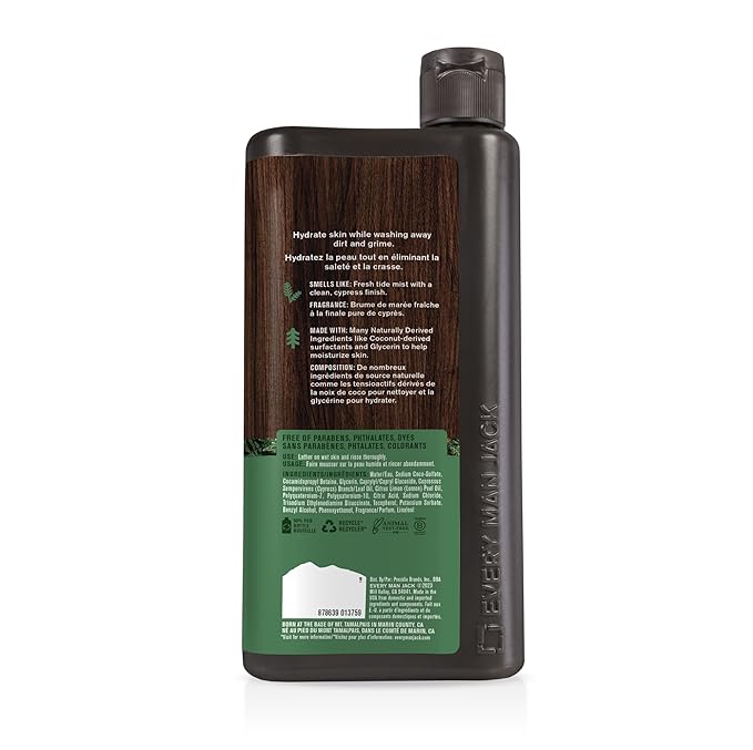 Every Man Jack Hydrating Body Wash for Men, Pacific Cypress, 2pk