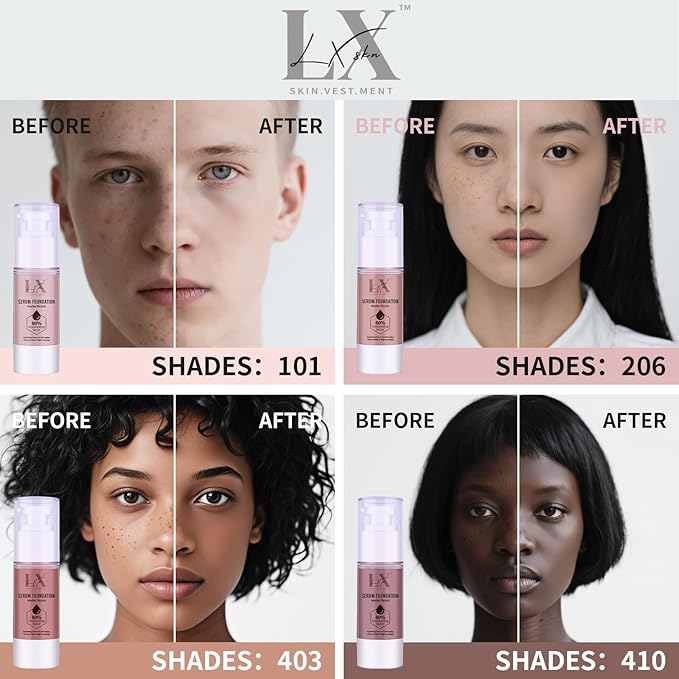 Moisturizing Foundation with 1% Hyaluronic acid, Deep Hydration & High Coverage Serum Foundation for A Smooth & Satin Finish, 106 Light
