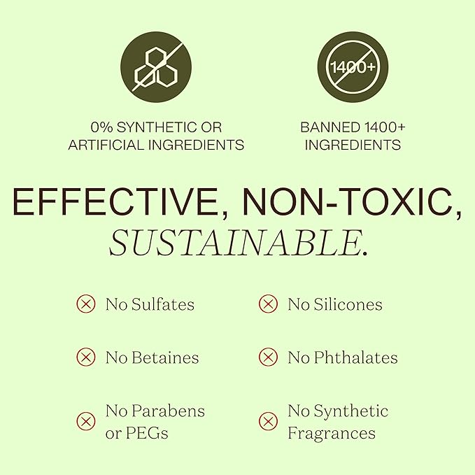 Ingreendients Natural Shampoo With Organic Ingredients - Sulfate Free, Color Safe, Non Toxic With Tea Tree Oil & Apple Cider Vinegar, Vegan, Gluten Free, pH Balanced