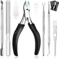 Pingispower Toenail Clippers for Seniors & Thick Nails, 8PCS Professional Heavy Duty Ingrown Toenail Removal Kit with Pedicure Tools, Sharp Blade, Long Handle & Storage Case