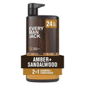 Every Man Jack Men's Shampoo & Conditioner 2-in-1, Amber Sandalwood, 24 oz