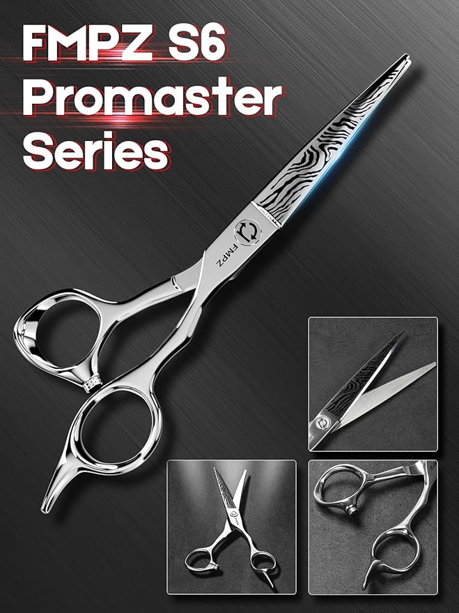 FMPZ Hair Cutting Scissors Professional, 5.5" Barber Scissors, Hair Cutting Shears with 440C Steel - 60HRC Hardness Extremely Sharp with Ergonomic for Salon & Home Use - Zebra style