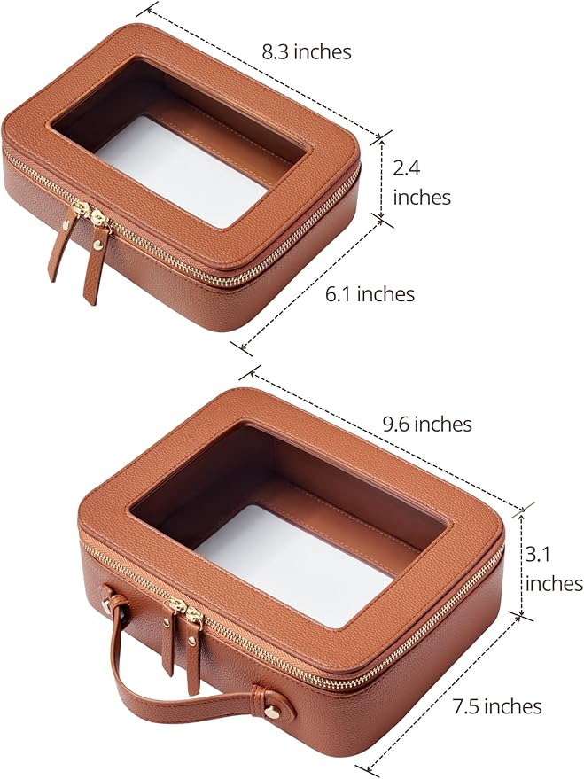 Popvibe Clear Makeup Bag Toiletry Case Travel Transparent Cosmetic Bag with Zipper, Portable Make Up Organizer Traveling Compact Car Bag for Essentials