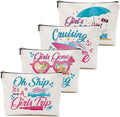 4 PCS Vacation Cosmetic Bag Girls Trip Gifts Favors, Cruise Ship Makeup Bag