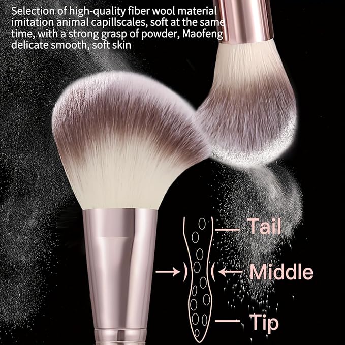 HGHDBT 42Pcs Brown Makeup Brushes Set Professional Premium Synthetic for Blush Foundation Eye Shadow Concealer Powder Eye & Face Make up Brush Kit with Beauty Blender Sponge Set Tools