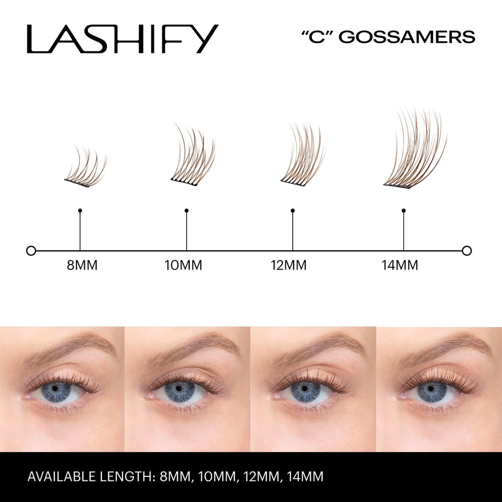 Lashify Curl 8mm Gossamer Eyelash Extensions Refill, Ash Color, DIY False Lashes for a Natural Look