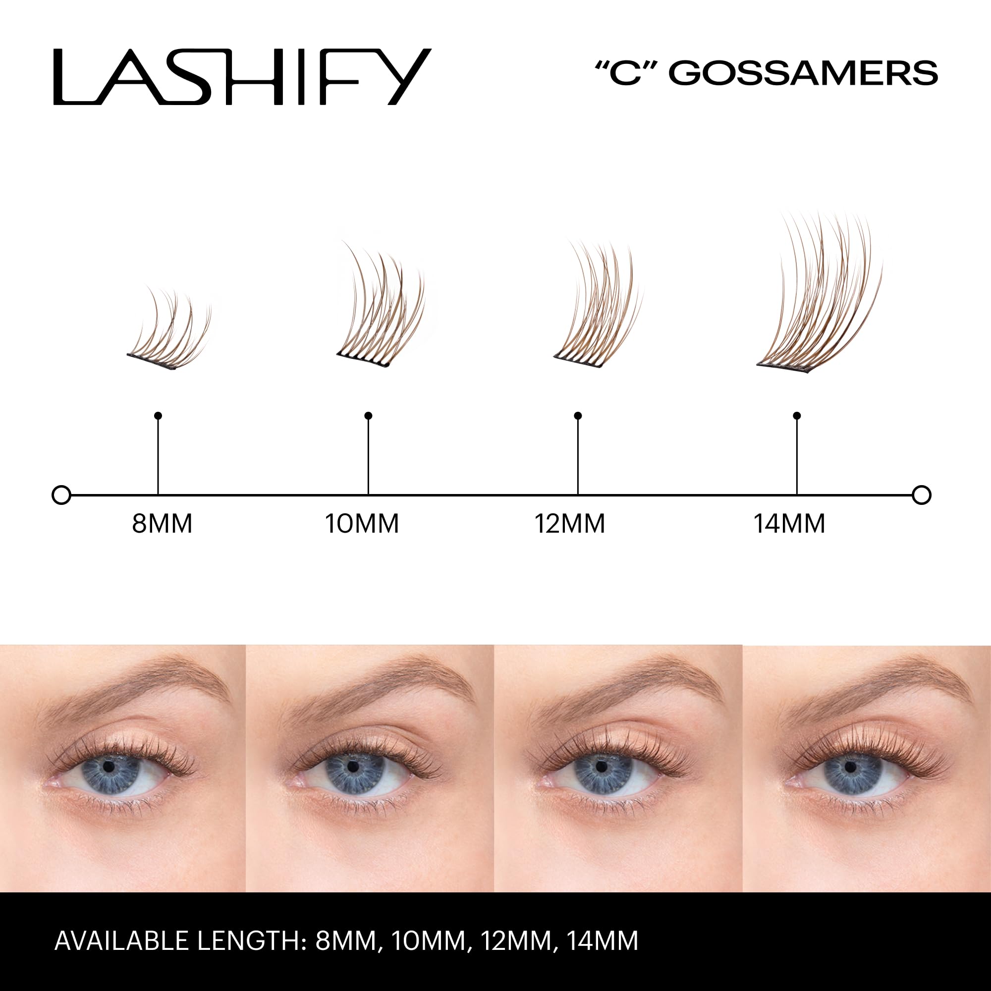 Lashify Curl 8mm Gossamer Eyelash Extensions Refill, Ash Color, DIY False Lashes for a Natural Look