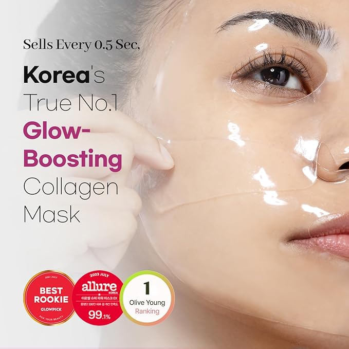 AROCELL Super Collagen Overnight Hydrogel Mask with Retinol & Stem Cell | Firming, Lifting, Plumping, Long-Lasting Glow | Korean Glass Skin Care | 43g x 7