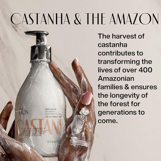 natura - Brazil Nut Hydrating Body Lotion - Castanha Anti-Dryness - Deep Skin Hydration Moisturizer - Vegan Skin Care - Brazilian Beauty Secrets - Self Care & Body Care - 13.5 fl oz (400ml)