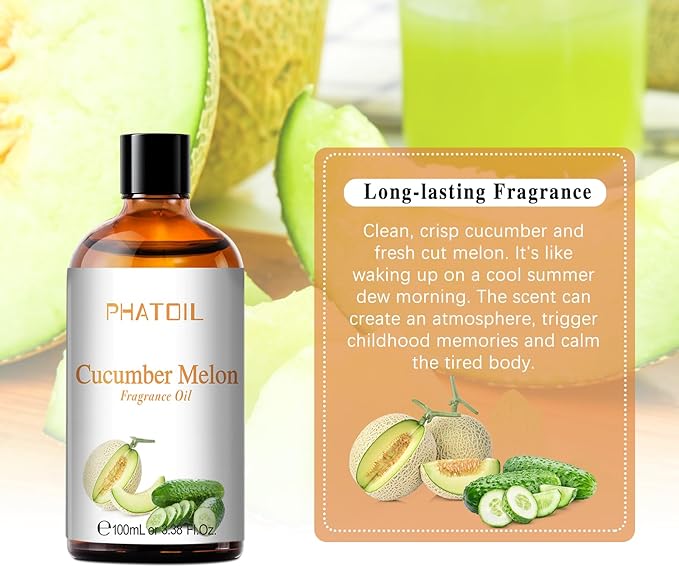 PHATOIL Cucumber Melon Fragrance Oil for Diffuser Aromatherapy 3.38FL.OZ