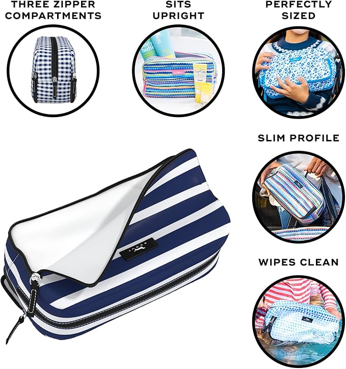 SCOUT 3-Way Cosmetic Bag - 3 Zipper Compartments - Nantucket Navy