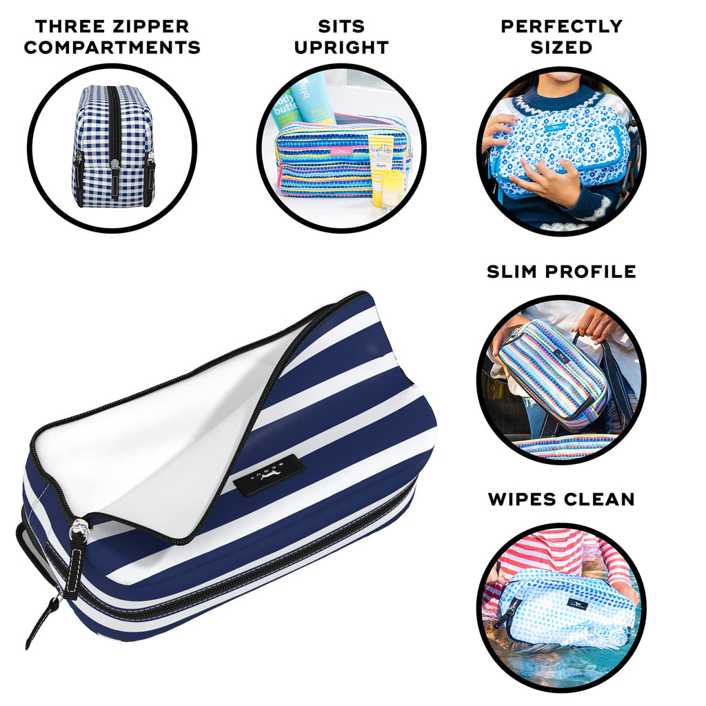 SCOUT 3-Way Cosmetic Bag - 3 Zipper Compartments - Nantucket Navy