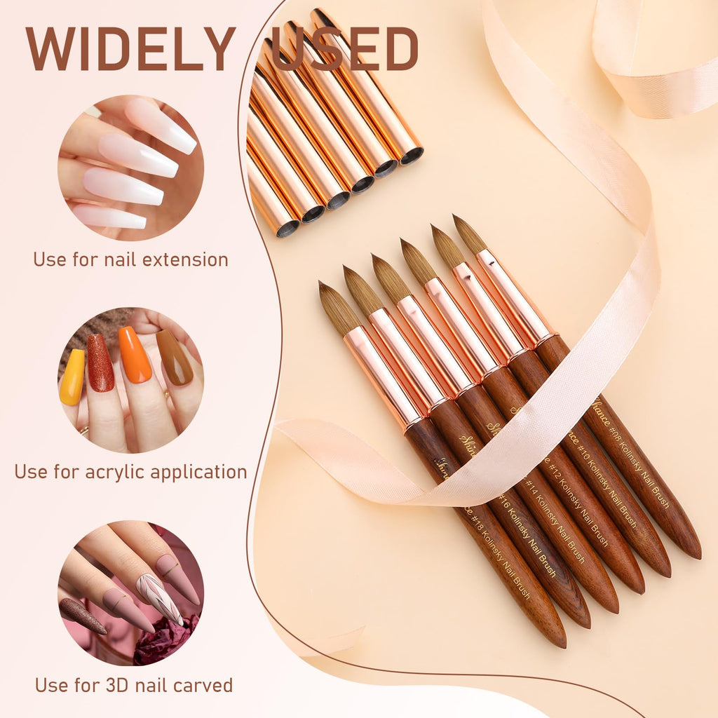 Acrylic Nail Art Brush Size 18, 100% Pure Kolinsky Hair Oval Nail Brush for Acrylic Application, Professional Nail Extension Manicure Tool Wooden Handle Nail Drawing Pen for DIY Home Salon