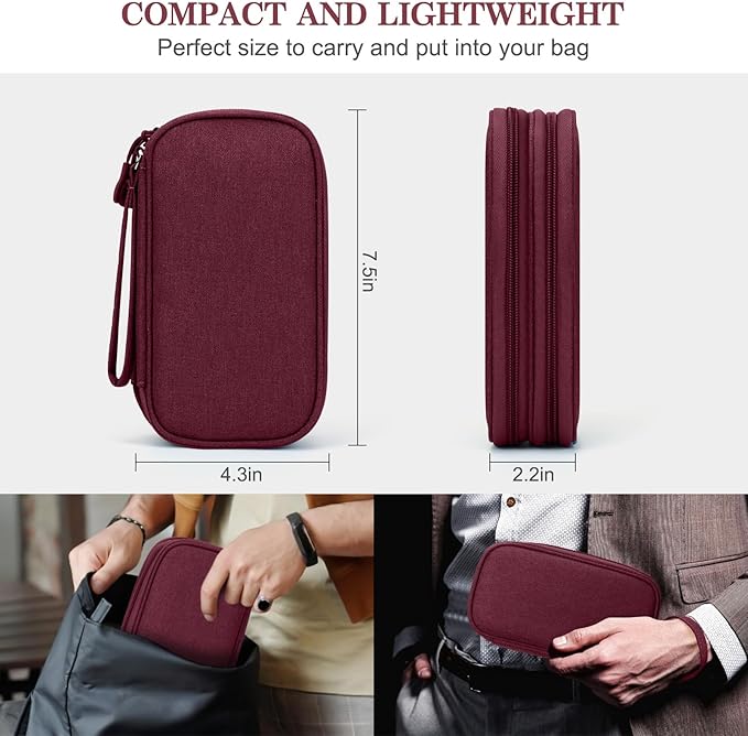 FYY Electronic Organizer, Travel Tech Pouch Bag, Cable Organizer Wine Red