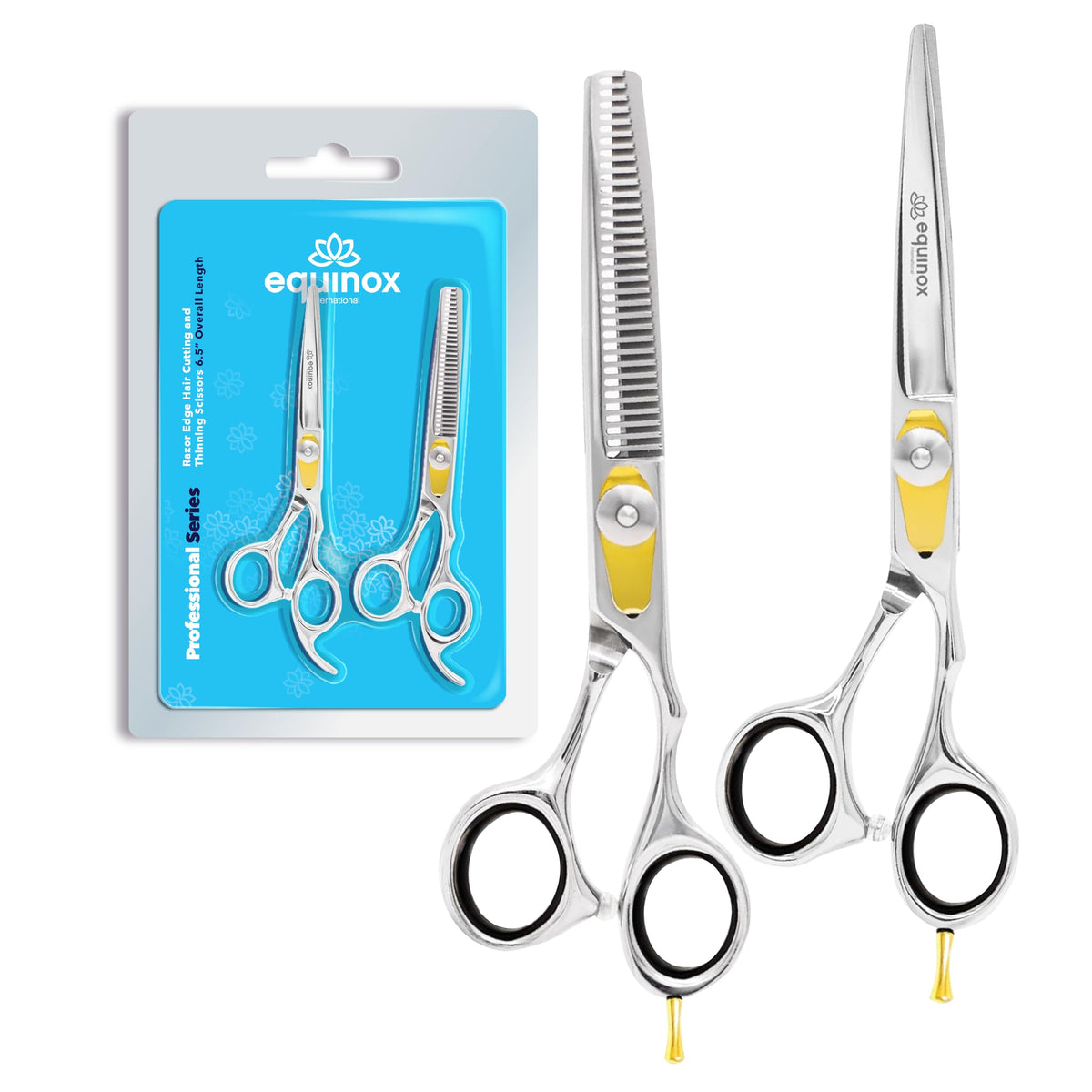 Equinox Razor Edge Series Professional Hair Scissors - 6.5” Premium Japanese Stainless Steel Hair Cutting Scissors, Hair Shears, Hair Razors for Hair Cutting, Barber Accessories & Hair Salon Supplies