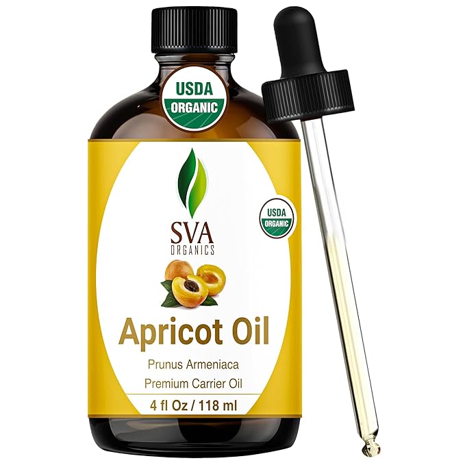 SVA Organic Apricot Seed Carrier Oil with Dropper, 4 Fl Oz (118 ml)
