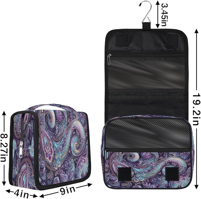 Paisley Travel Toiletry Bag Women Men Hanging Cosmetic Organizer Portable