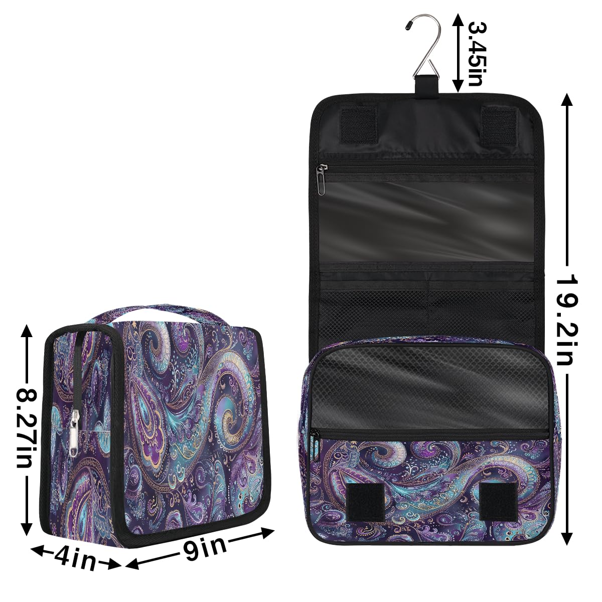 Paisley Travel Toiletry Bag Women Men Hanging Cosmetic Organizer Portable