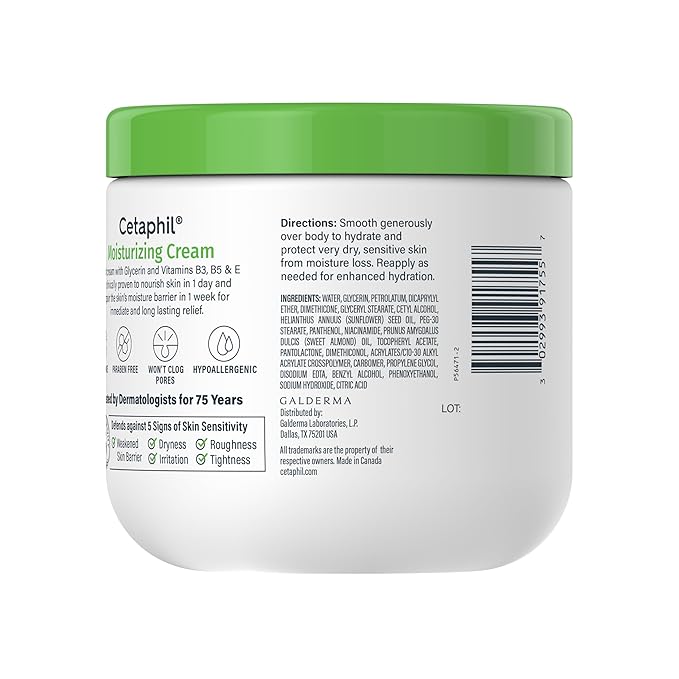 Cetaphil Moisturizing Cream, Face & Body for Dry Sensitive Skin, 16 oz