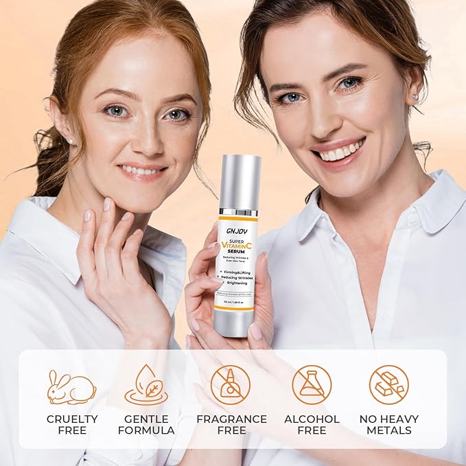 GNJOY Vitamin C Serum with Hyaluronic Acid & Caffeine for Mature Skin