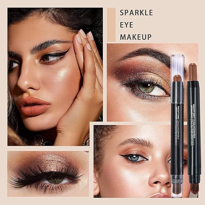 Royal Blue Dual Ended Eyeshadow Stick 12 Colors Matte and Shimmer Waterproof Long Lasting Creamy Eyeshadow Pencil for Smokey Eye Natural Everyday Makeup