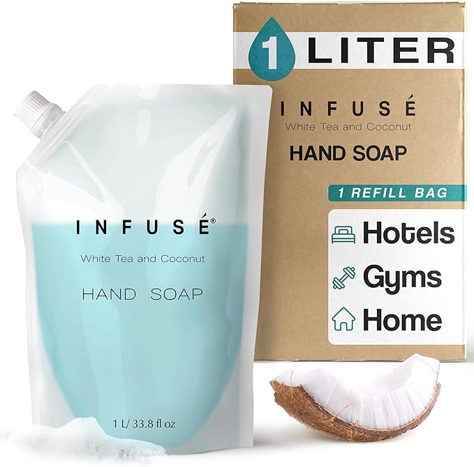 INFUSÉ 1 Liter Hand Wash Refill Bag for Hotel Soap Dispensers, Bulk