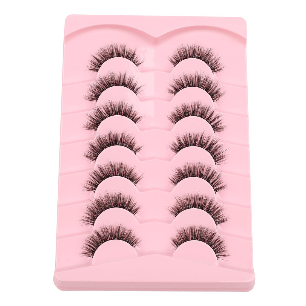 Lashes False Eyelashes 13MM Wispy Lashes Pack Fluffy Lash Strips False EyeLashes with Thin Band C Curl Natural Lashes Fake Eyelash 7 Pair Siligli