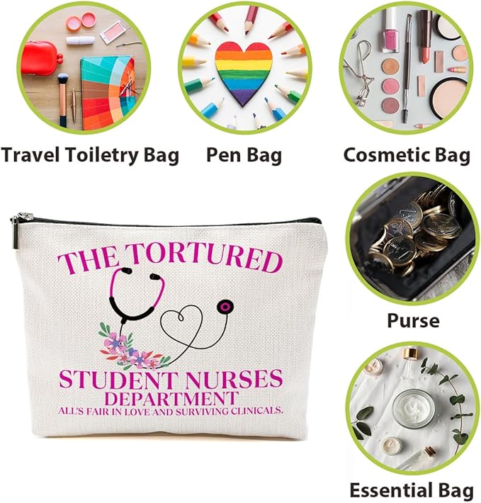 BQXH Nurse Practitioner Gifts Makeup Bag, Nurse Accessories Cosmetic Bag, Nursing Travel Organizer Zipper Pouch Thank You Nurses Week Gifts for Women Registered Nurses Physician Assistant, Blue