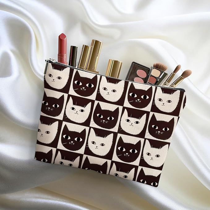 DHKG Cat Makeup Bag Cat Gifts Cosmetic Bag Cat Lover Gifts for Women Girls Best Friends Aunt Mom Cat Themed Gifts Cat Stuff Travel Organizer Zipper Pouch Graduation Birthday Friendship Gifts