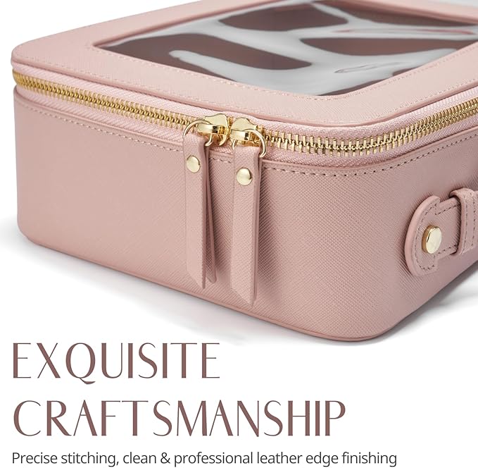 Popvibe Clear Makeup Bag Travel Cosmetic Case Toiletry Bag with Zipper Make Up Case Traveling, Stone, Medium and Large
